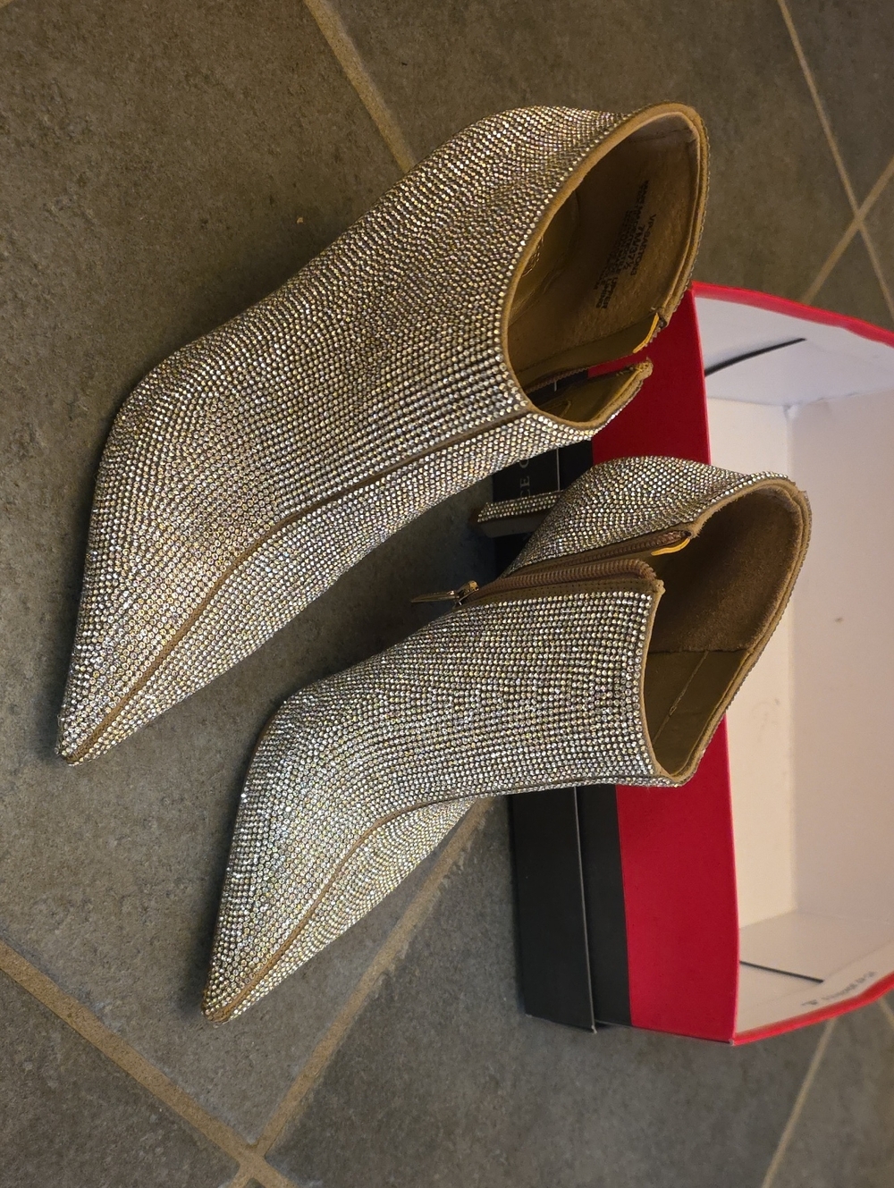 Vince Camuto BLING!! Gold Rhinestone Pointed Ankle Booties